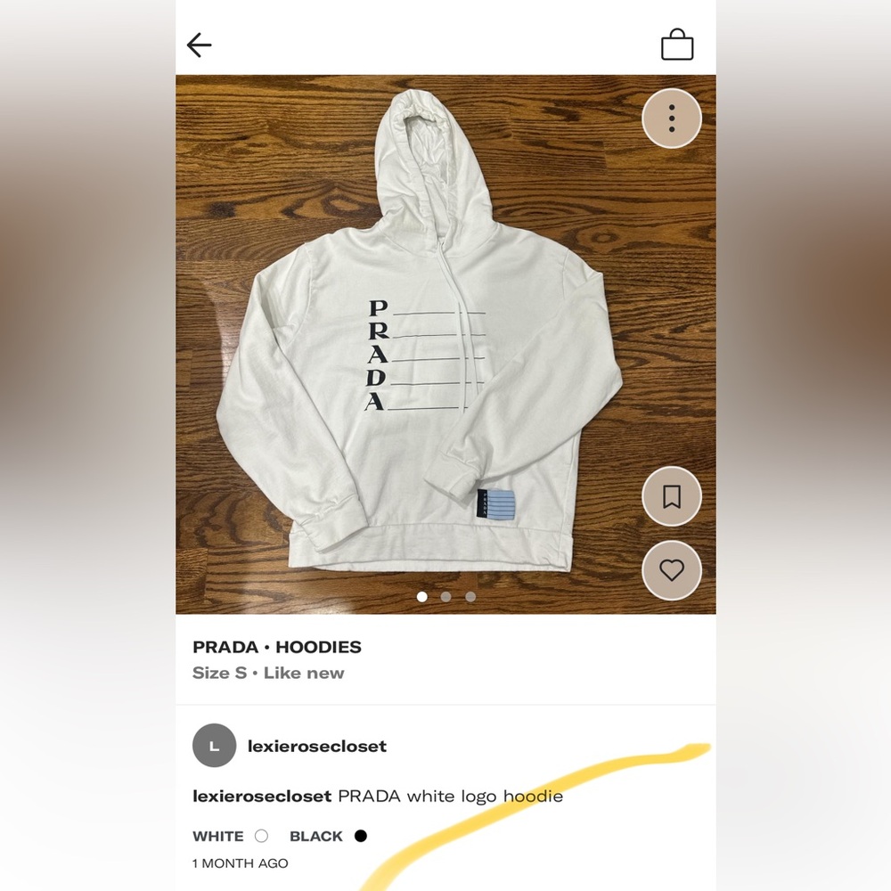PRADA WHITE LOGO HOODIE